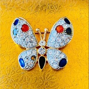 Crystal Butterfly Brooch in Gold Setting